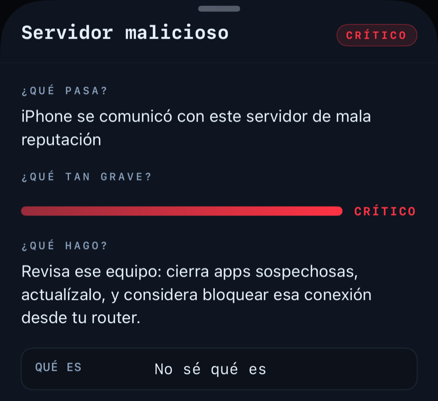 Detalle de un servidor malicioso en iPhone: gravedad crítica y qué hacer